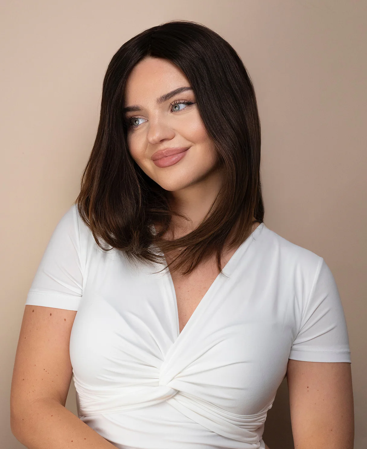 lace front mono wig - 14" dimensional brown.