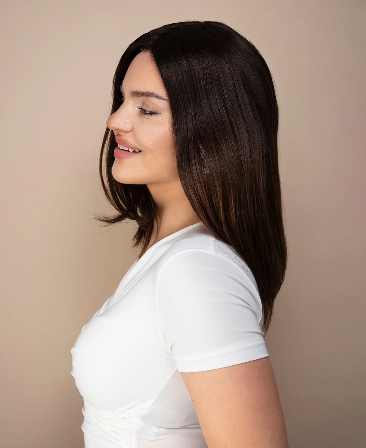 lace front mono wig - 14" dimensional brown. - Image 4