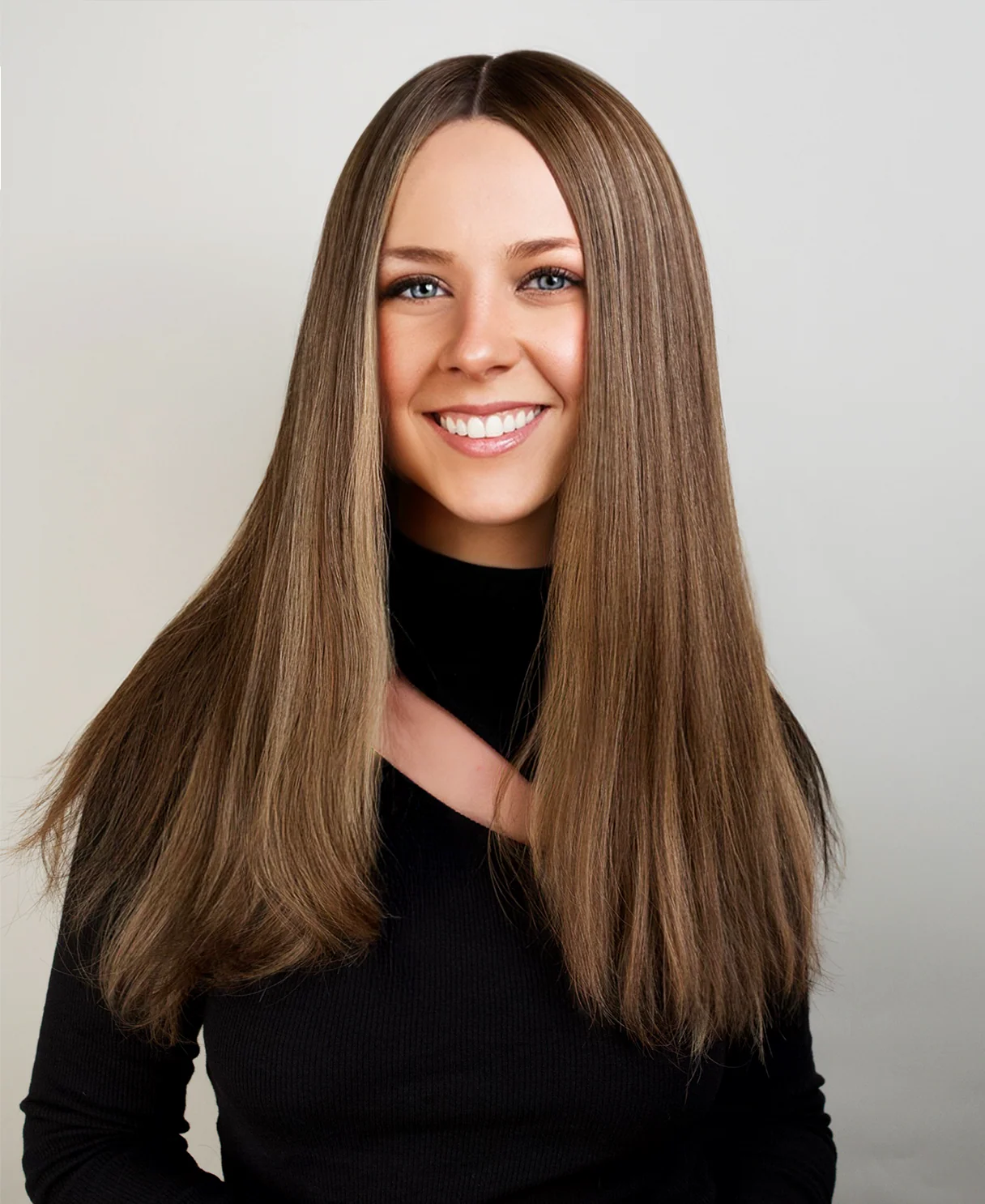 remy lace front human wig sheitel - 20" sunkissed brown balayage. - Image 5
