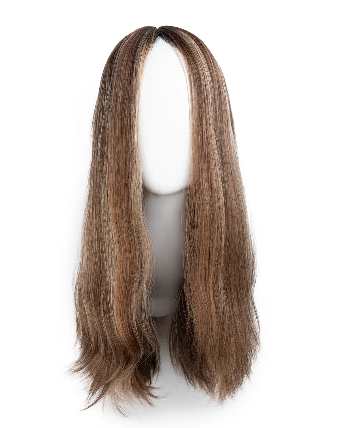 remy lace front human wig sheitel - 20" sunkissed brown balayage. - Image 6
