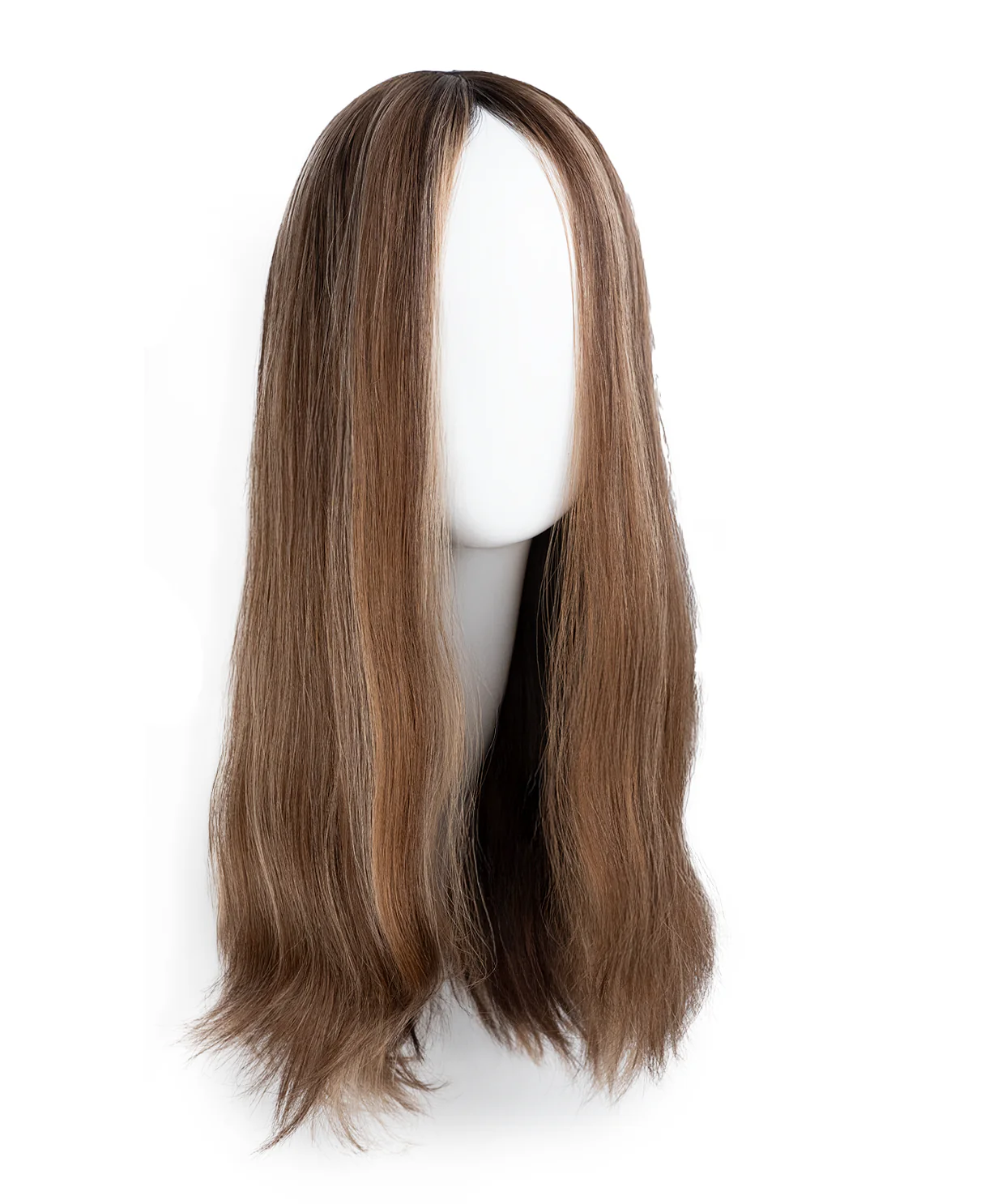 remy lace front human wig sheitel - 20" sunkissed brown balayage. - Image 7