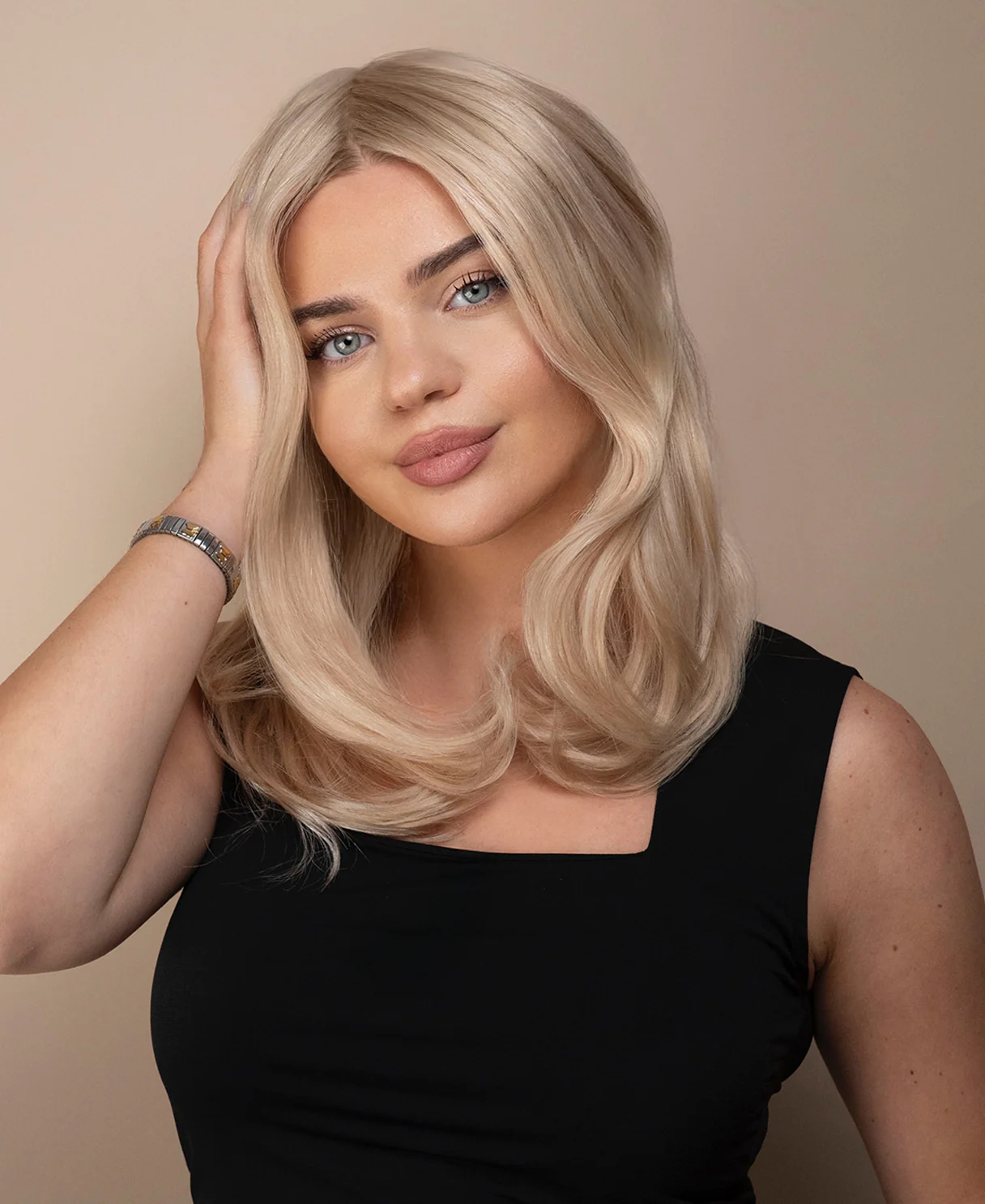 lace front mono wig - 13" platinum blonde. - Image 6