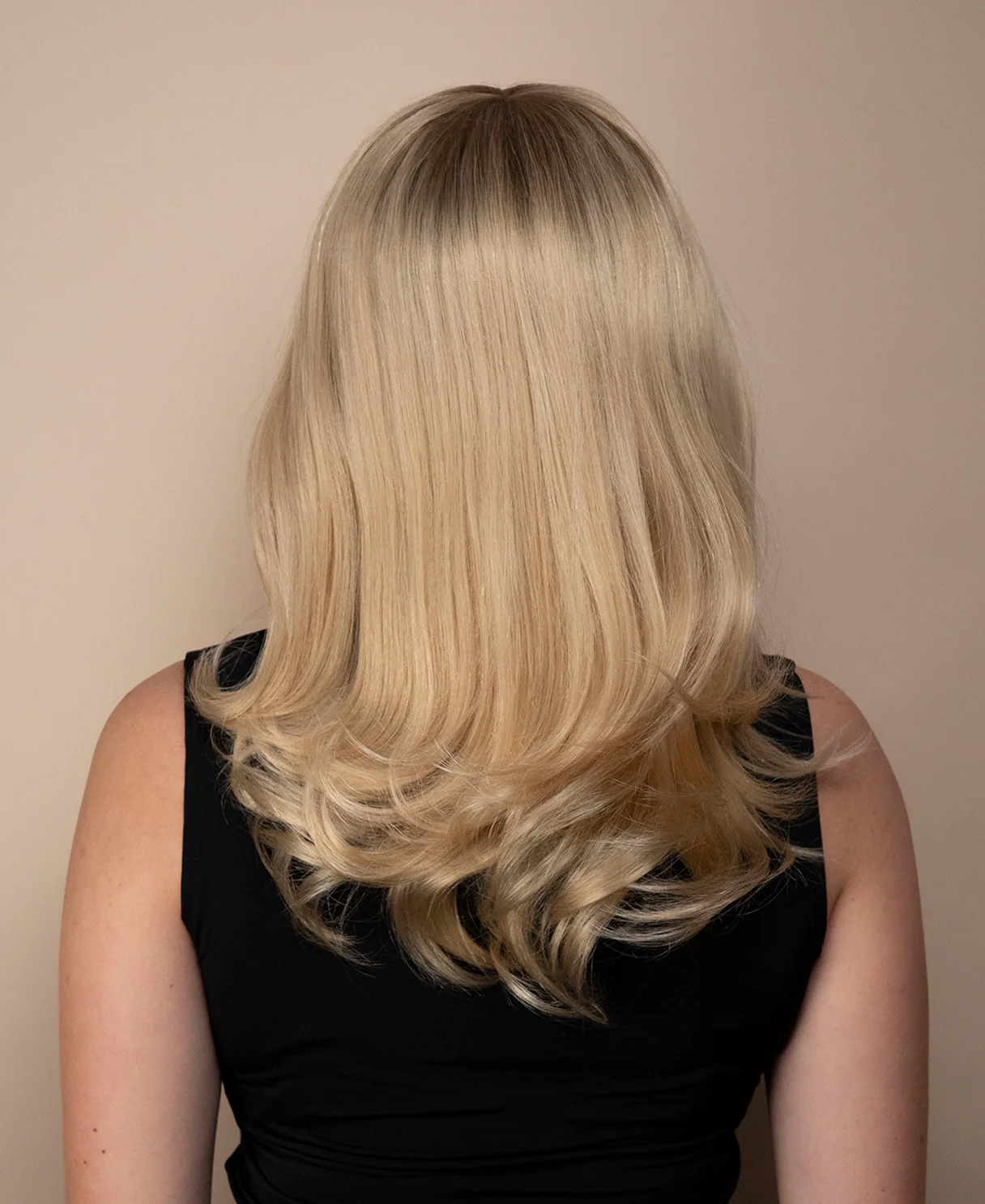 lace front mono wig - 14" shadow root champagne blonde. - Image 2