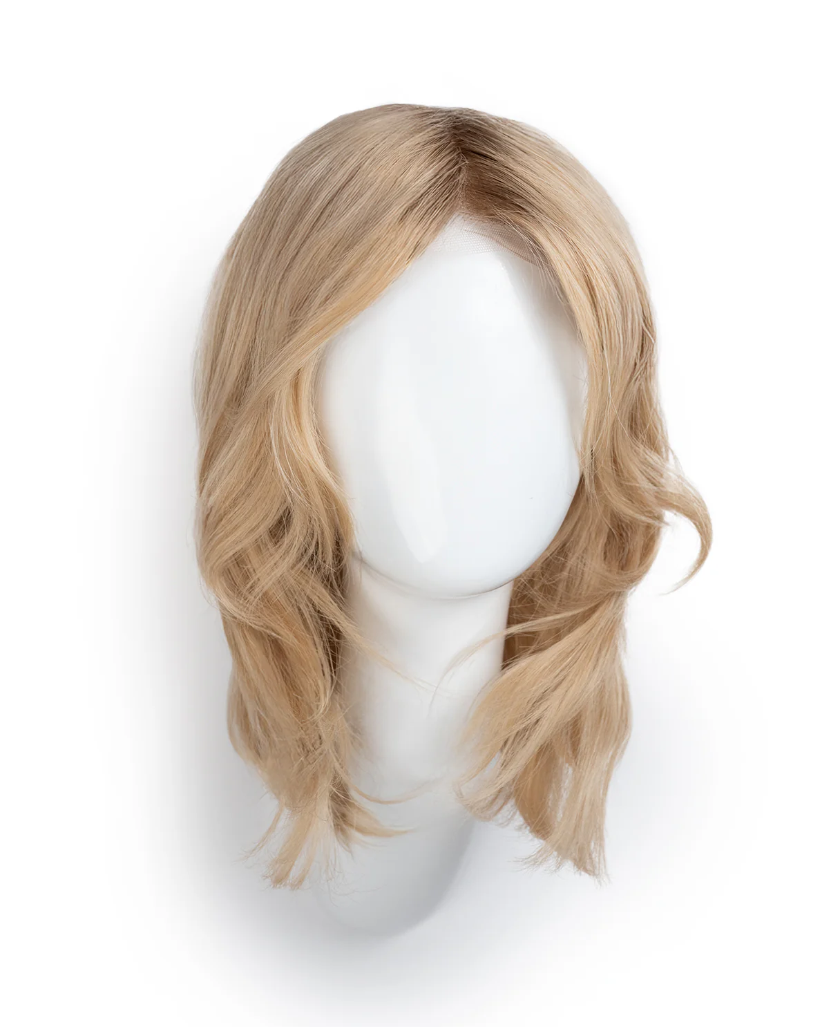 lace front mono wig - 14" shadow root champagne blonde. - Image 8