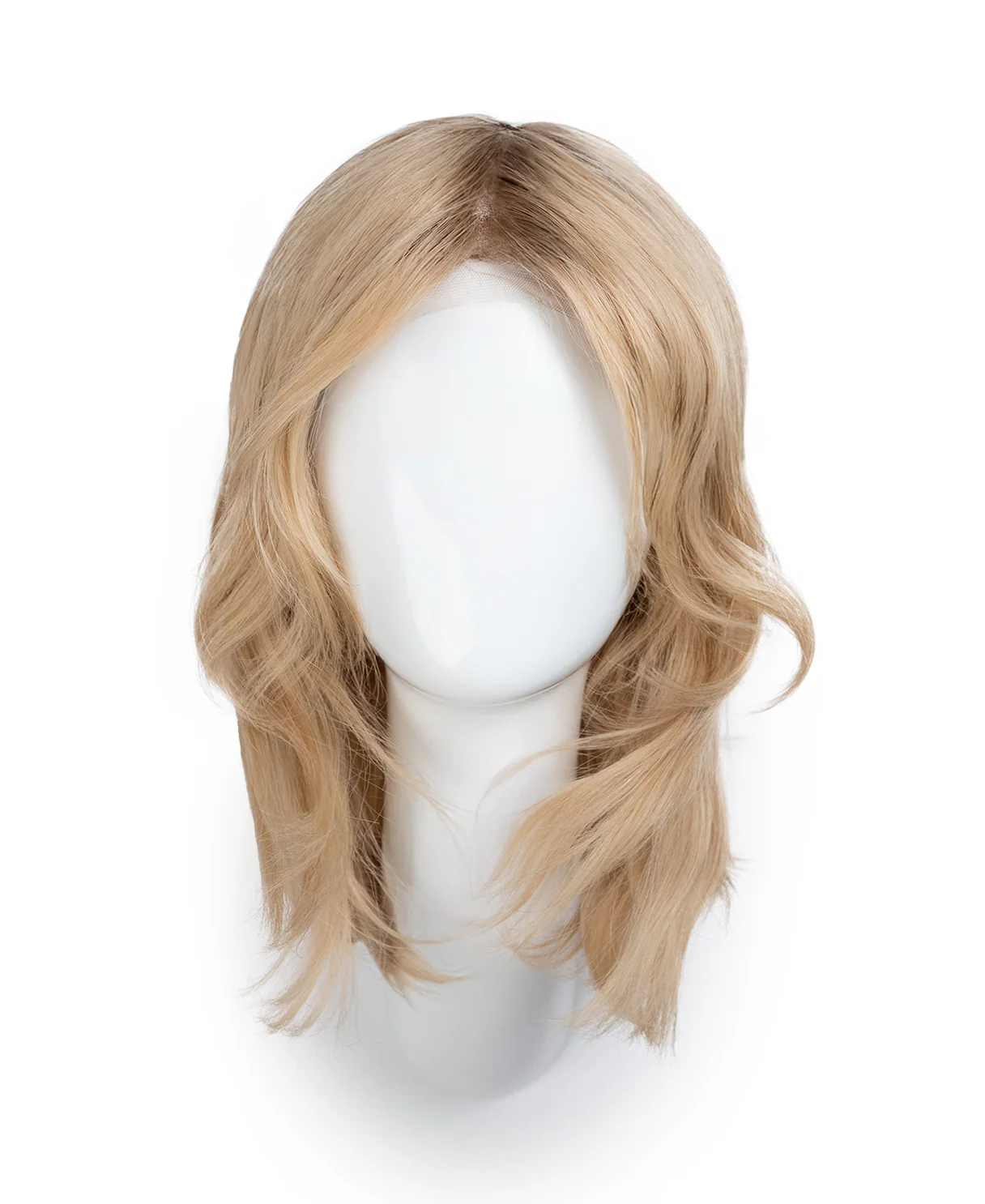 lace front mono wig - 14" shadow root champagne blonde. - Image 9