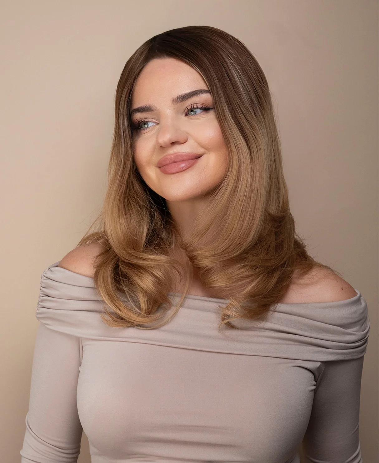 lace front mono wig - 13" rooted caramel blonde. - Image 4