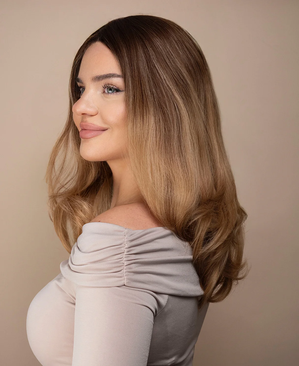 lace front mono wig - 13" rooted caramel blonde. - Image 5