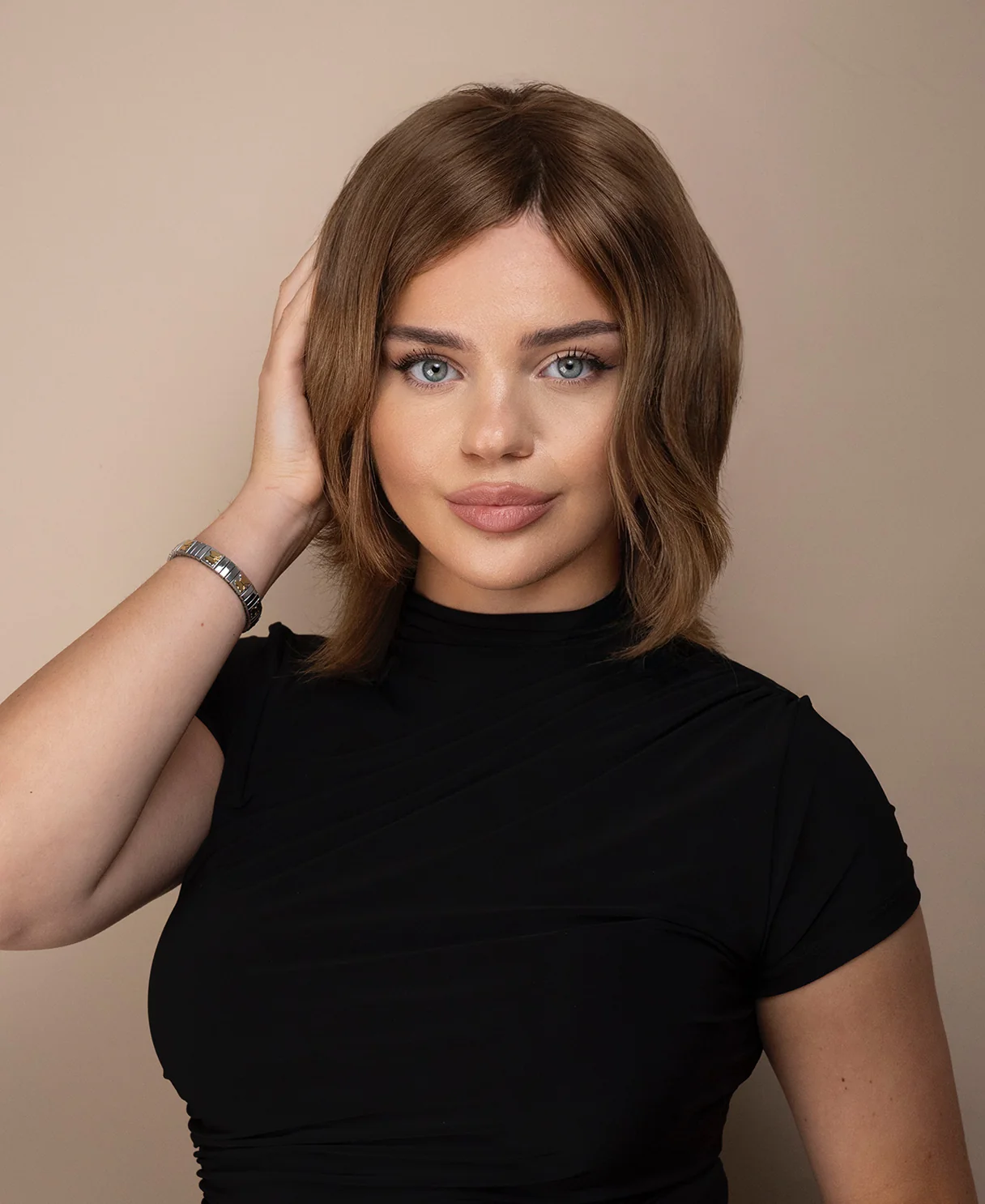 lace front mono wig - 6" light brown. - Image 3