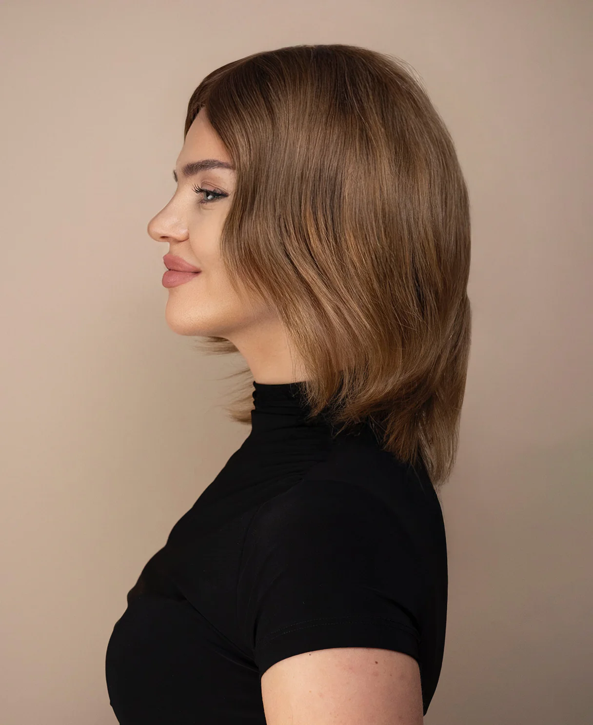 lace front mono wig - 6" light brown. - Image 5