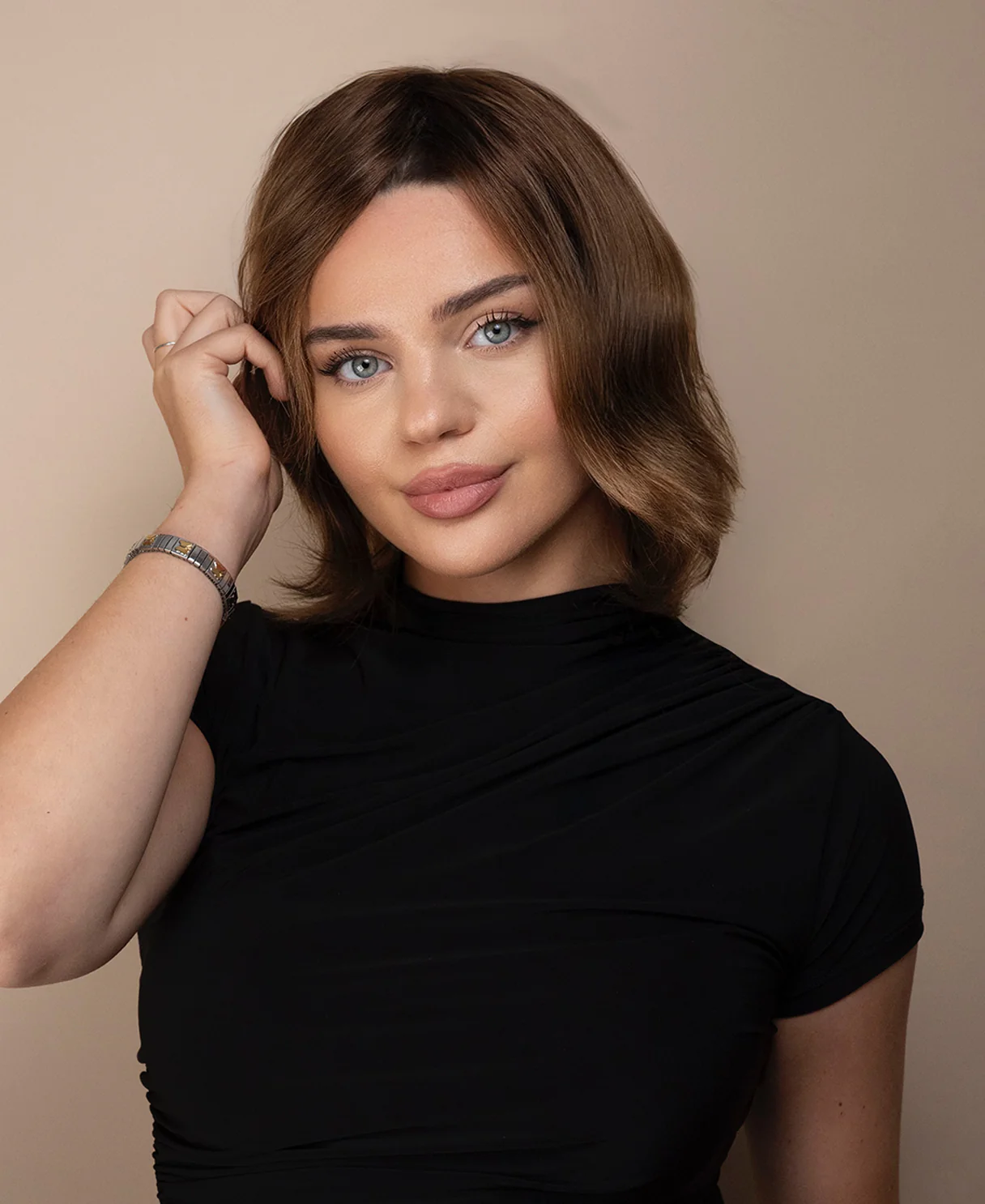 lace front mono wig - 6" brown melt. - Image 3