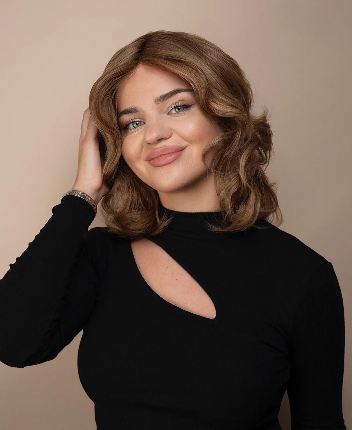 lace front mono wig - 9" dark blonde. - Image 5