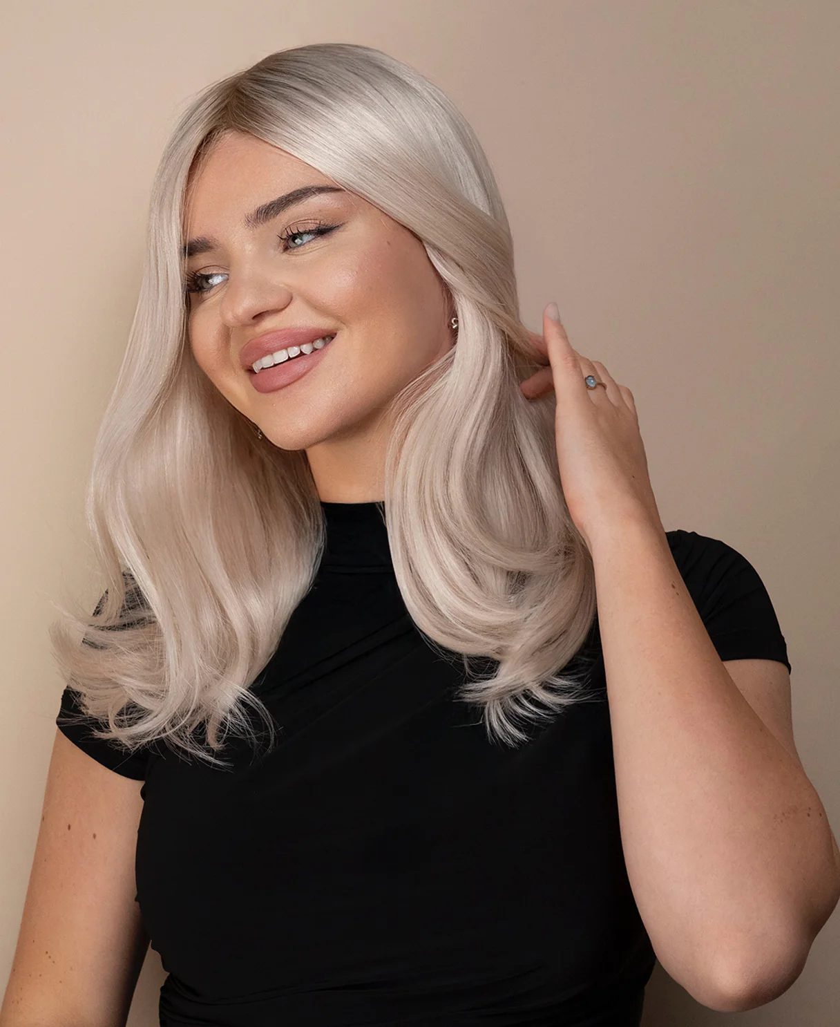 lace front mono wig - 14" shadow root white blonde. - Image 4
