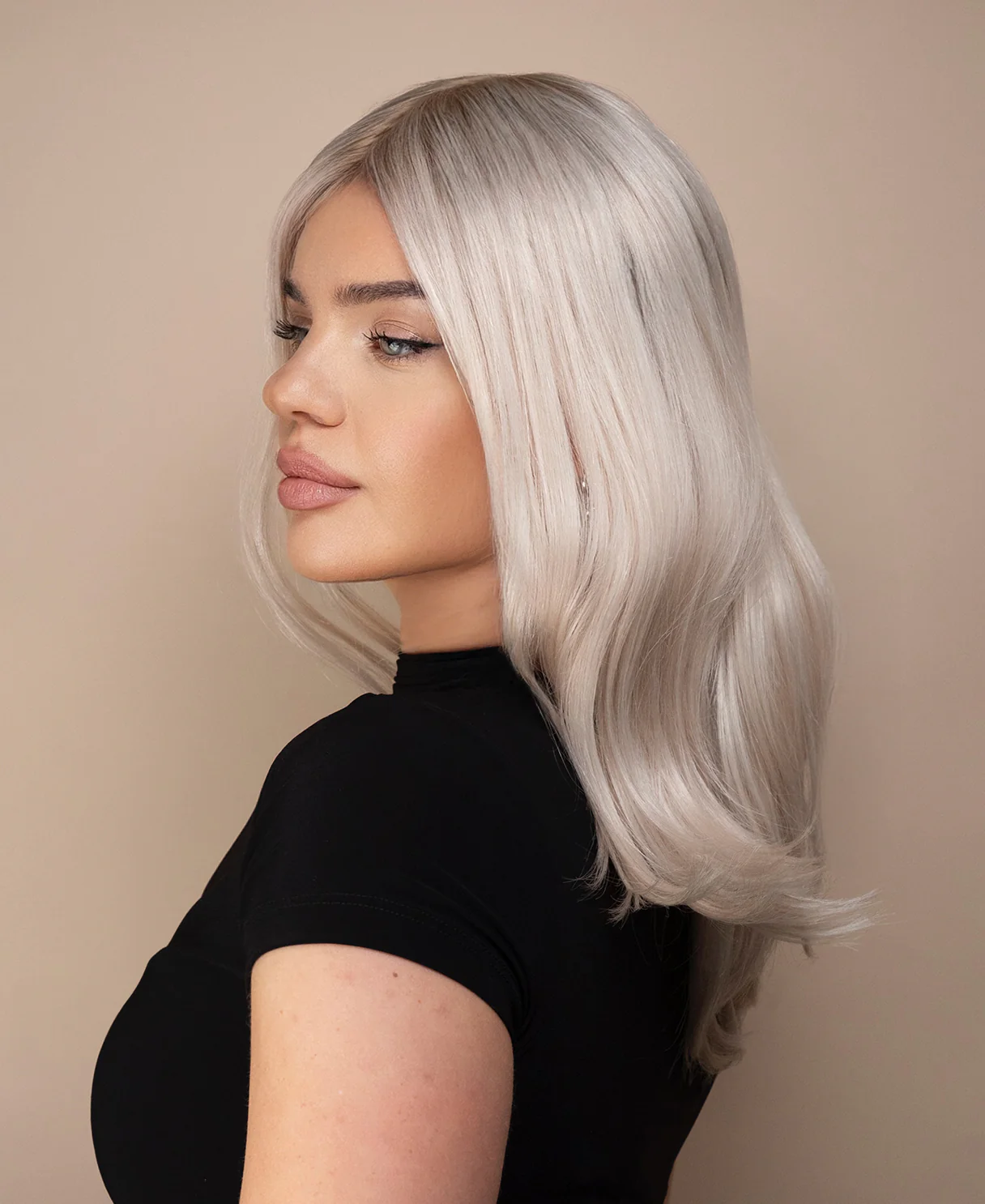 lace front mono wig - 14" shadow root white blonde. - Image 5