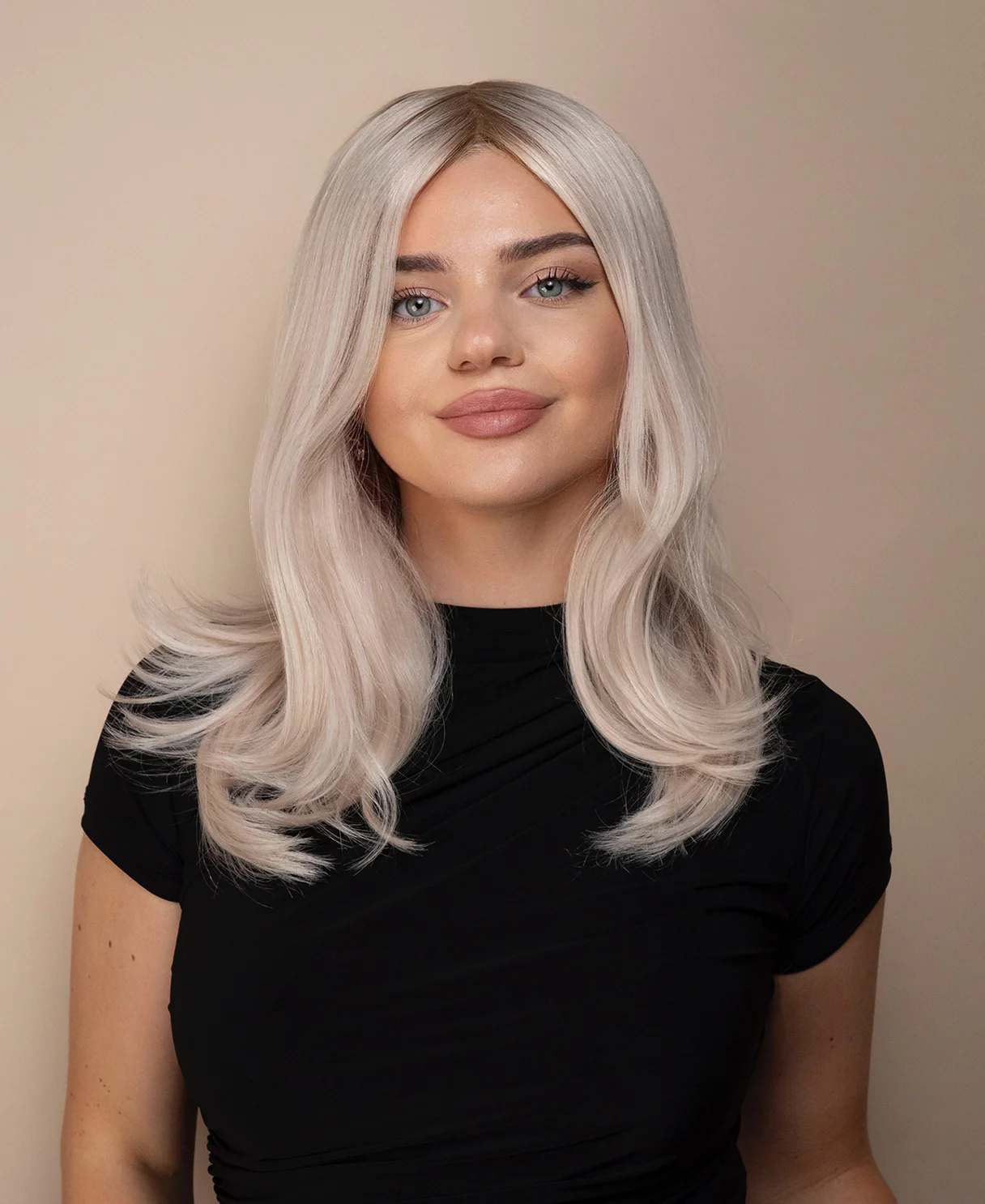 lace front mono wig - 14" shadow root white blonde. - Image 6