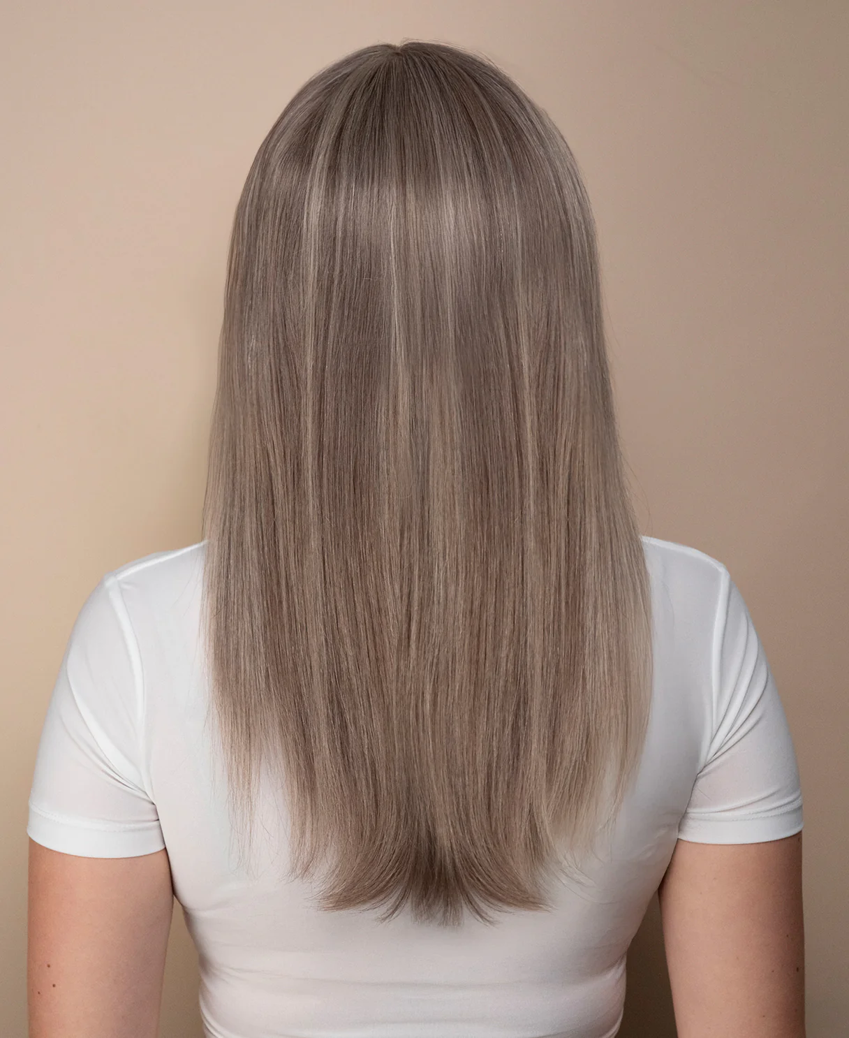 put on & go wig with bangs - 18" ash blonde balayage. - Image 2