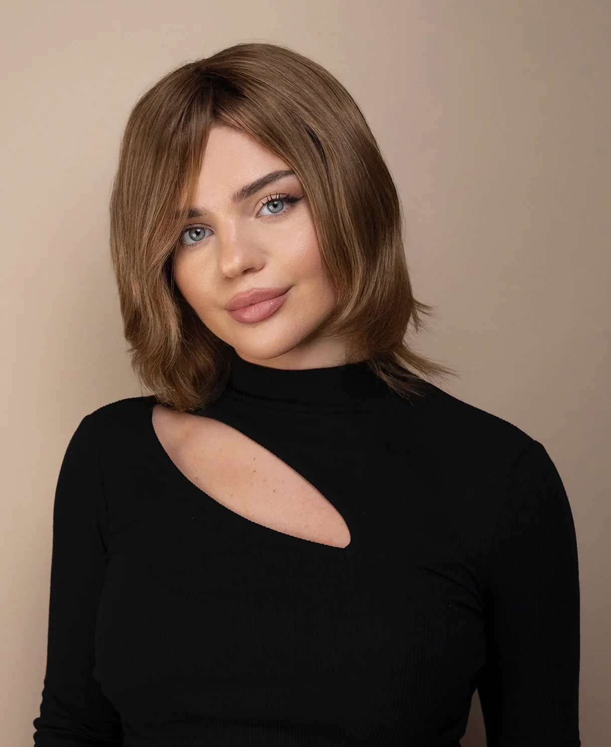 lace front mono wig - 6" hazel brown.