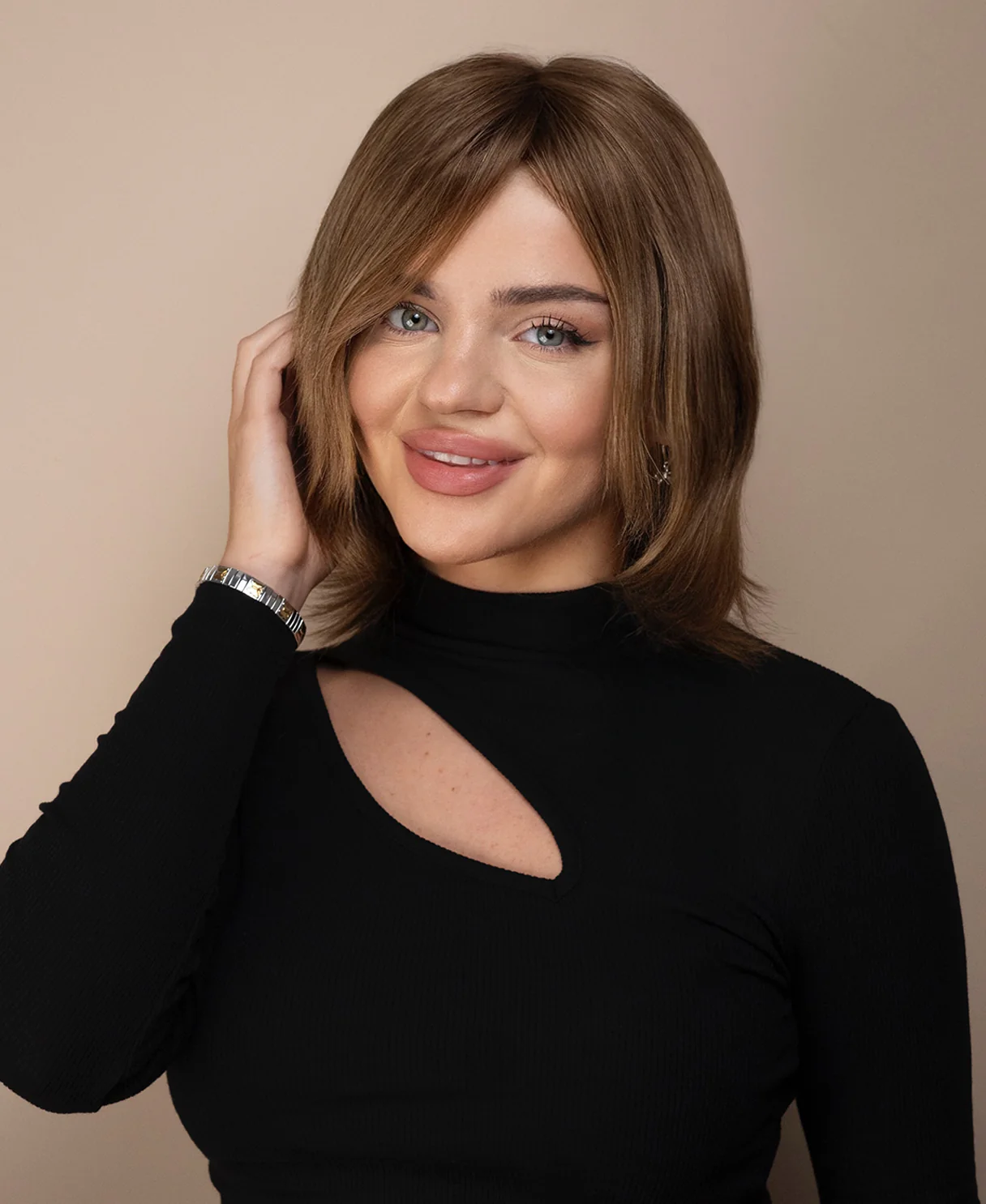 lace front mono wig - 6" hazel brown. - Image 4