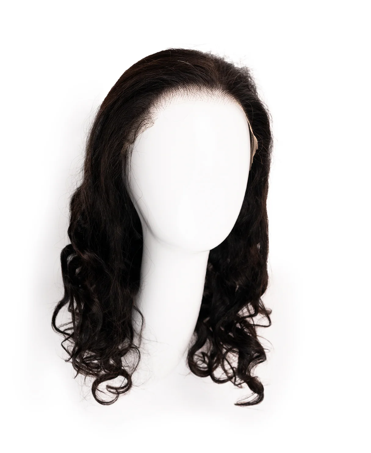 put on & go pre-cut lace curly human wig - 18" natural black. - Image 6