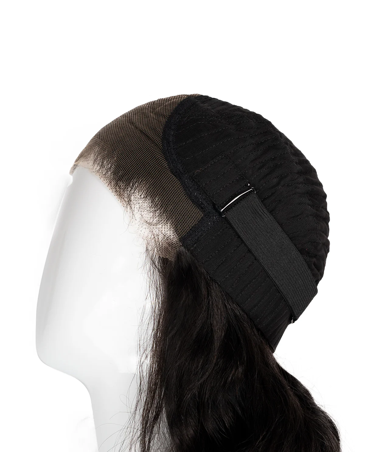 put on & go pre-cut lace curly human wig - 18" natural black. - Image 7