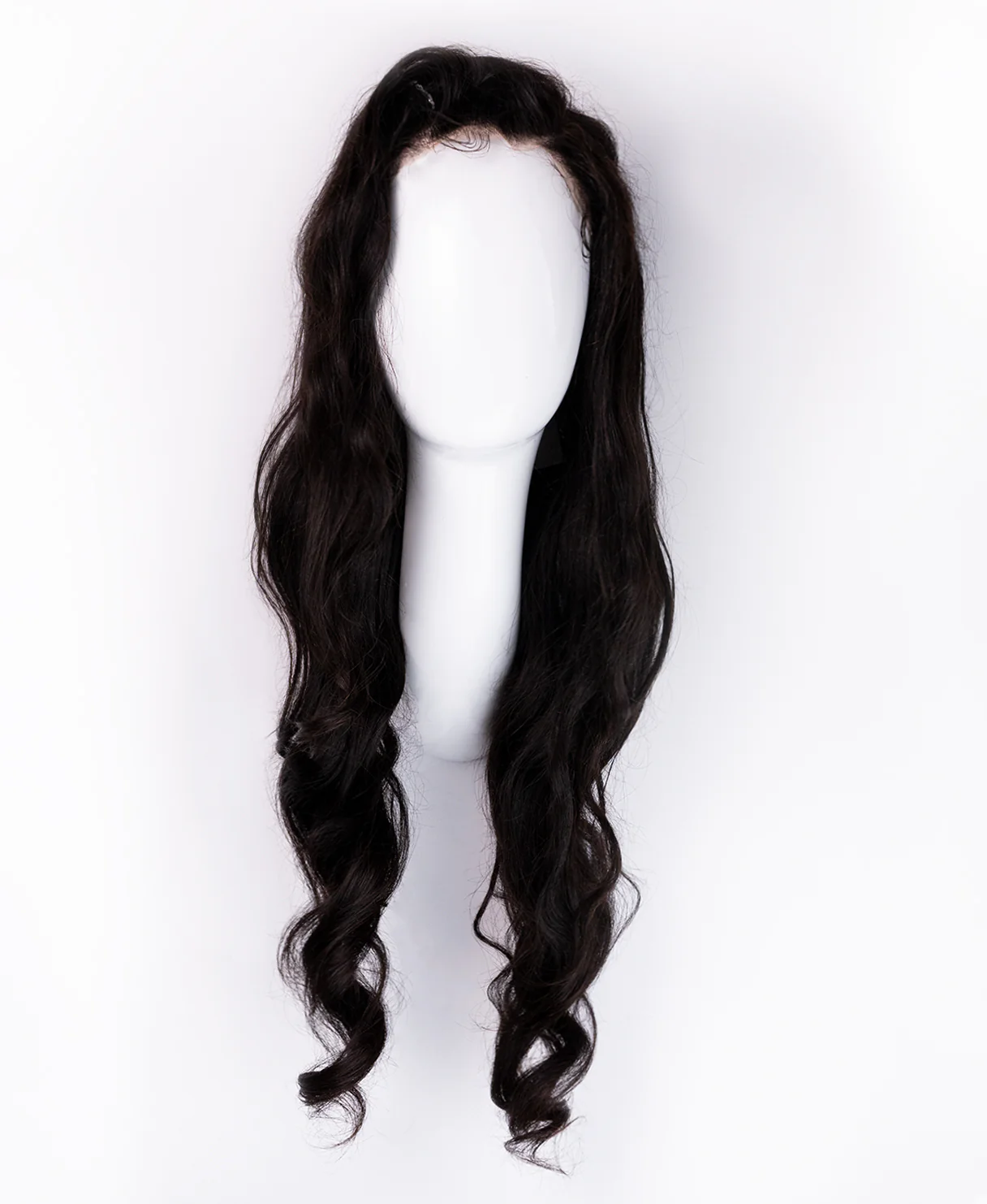 put on & go pre-cut lace wavy human wig - 28" natural black. - Image 5