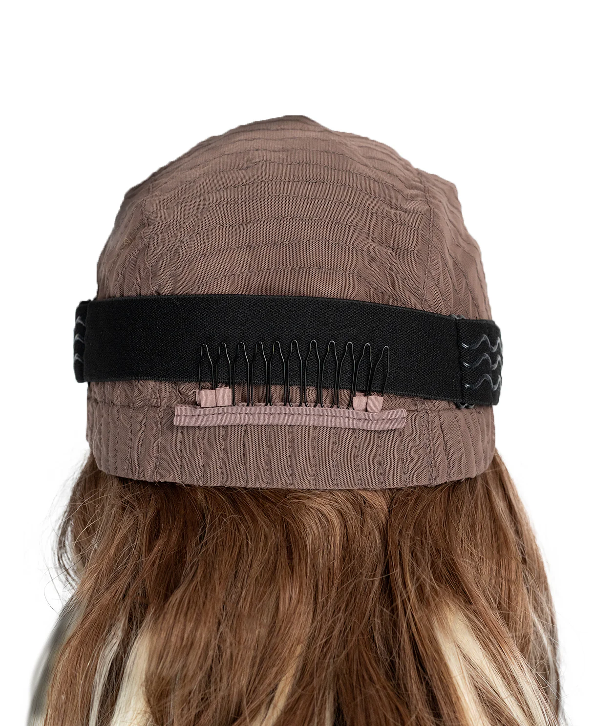 put on & go pre-cut lace wavy human wig - 20" bronzed highlights. - Image 8