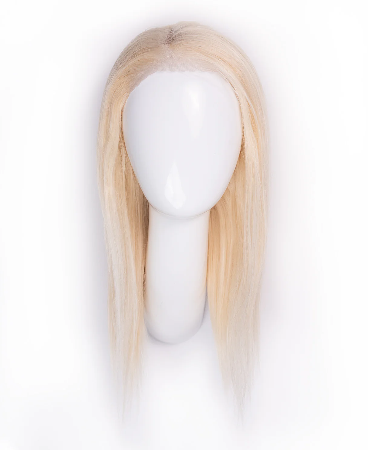 put on & go pre-cut lace human wig - 14" light blonde. - Image 11