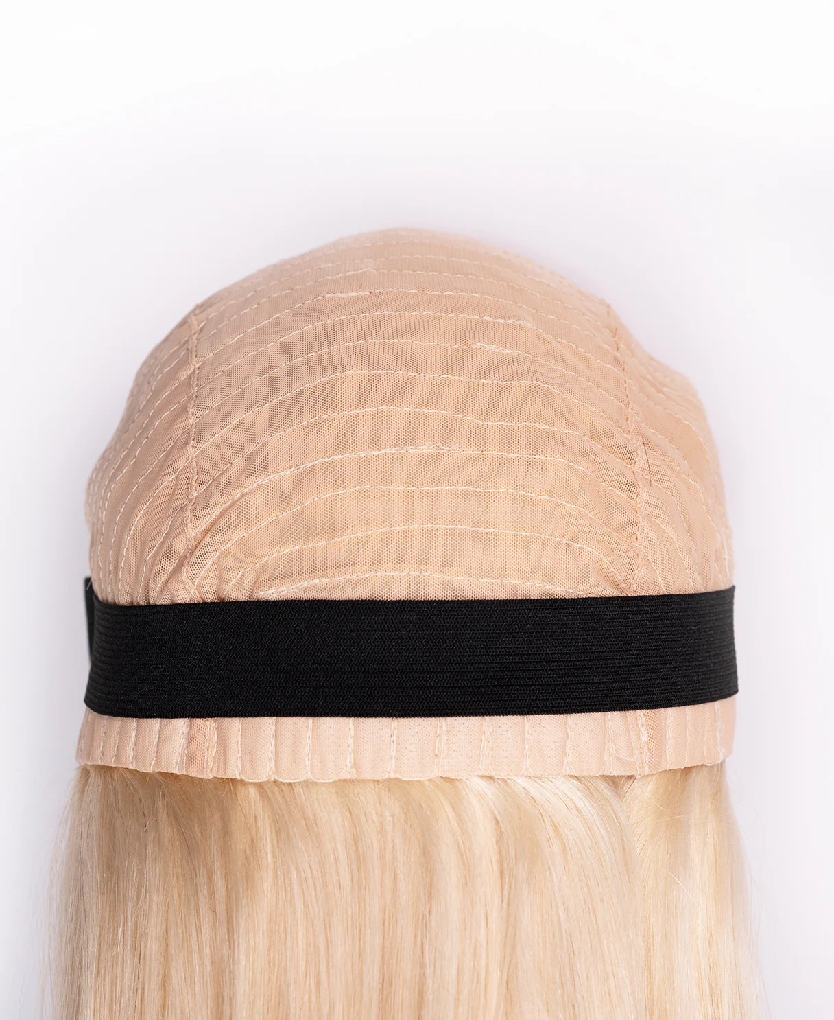put on & go pre-cut lace human wig - 14" light blonde. - Image 8