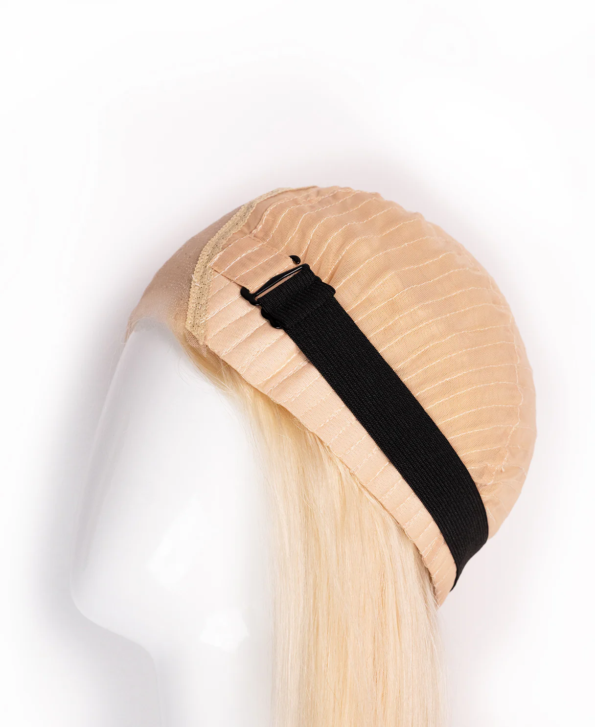 put on & go pre-cut lace human wig - 14" light blonde. - Image 9