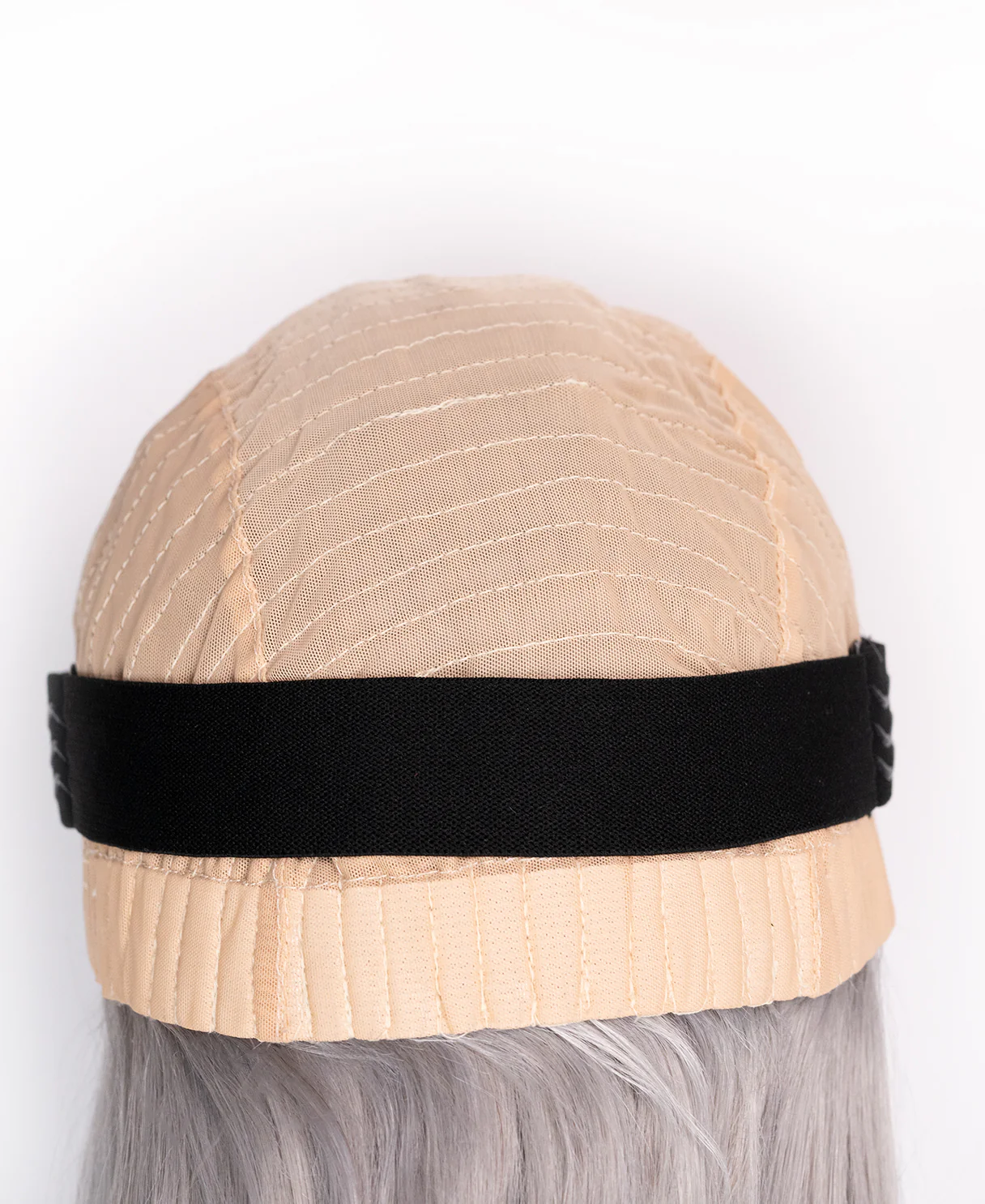 put on & go pre-cut lace human wig - 10" silver grey. - Image 7