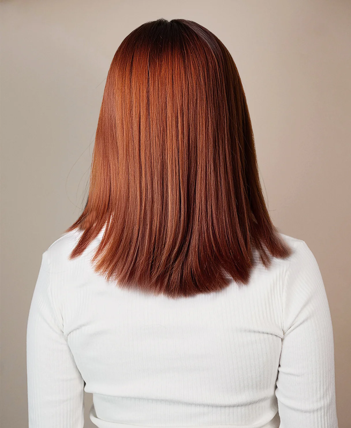 vegan fiber long bob with bangs wig - 12" copper melt. - Image 5
